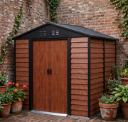 8 x 6FT Garden Shed Double Doors Metal Apex Roof Outdoor Storage House 4 Vents