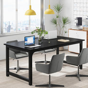63 Inch Modern Computer Desk, Black Executive Office Desk Study Writing Table