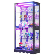 Display Cabinet with Glass Doors, Tall Curio Cabinet with LED Lights for Figures
