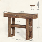 105cm Farmhouse Console Table, 2-Tier Narrow Wooden Entryway Table for Hallway