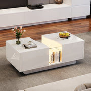 Led Coffee Table with 2 Drawer Storage, High Gloss Coffee Table for Living Room