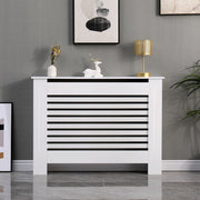 Kensington Radiator Cover Modern Traditional Horizontal Slat Cabinet MDF White