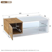 Led Coffee Table With 2 Drawer Storage, High Gloss Coffee Table For Living Room