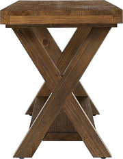 43.3-Inch Solid Wood Dining Bench with X-Shaped Legs & Storage Shelf for Kitchen