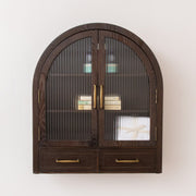 Dark Wood Arched Wall Mounted Cabinet - Kingsley Range