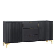 TV Unit Sideboard TV Stand Cabinet Cupboard Storage Unit Black Loft Retro 140cm
