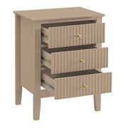 3 Drawer Bedside Table Hales Tan Range bedroom storage furniture fluted scandi