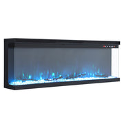 80 inch Electric Fireplace 3 Sided Panoramic Fire Log Standing Insert LED Flames