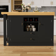 360° Swivel Dining Bar Table Kitchen Island, with Storage Cabinet with Wine Rack
