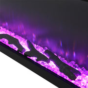 80 inch Electric Fireplace 3 Sided Panoramic Fire Log Standing Insert LED Flames