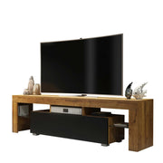TV Unit TV Stand Cabinet Sideboard Storage Oak Black Matt Media Console 160cm