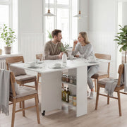 80-140 cm Folding Dining Table for 4-6 Drop Leaf Table White