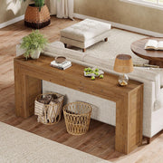 160 cm Extra Long Console Table, Farmhouse Wood Entryway Sofa Table Behind Couch