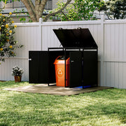 Dual Wheelie Bin Storage Metal Store Cover Garden Rubbish Dustbin 2 Shed Shelter
