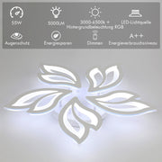 Modern Chandelier LED Lamp White Frame Ceiling Light With RGB Backlight Rahlszqb