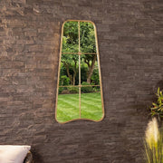 Garden Mirror Gold Outdoor Indoor Wall Mounted Shatterproof Metal Frame 100cm