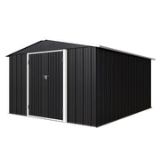 Garden Shed 10X12FT Metal Apex Roof Free Foundation Storage House Anthracite