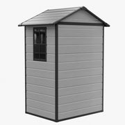 8x6 6x6 5x3 Plastic Garden Shed with Floor Window Lockable Door Wood Grain Grey