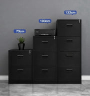 Black 2 Drawer Home Office Steel Filing Cabinet with Lockable Storage Cupboard