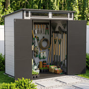 Plastic Garden Shed 6 x 4 Outdoor Tools Storage House with Floor, Double Window