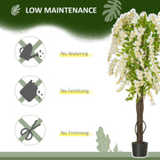 Artificial Plant White Wisteria Tree in Pot Plant for Decor, 160cm