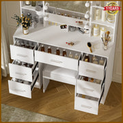 Dressing Table With Drawers Mirror Stool Set Makeup Desk Vanity Table Bedroom