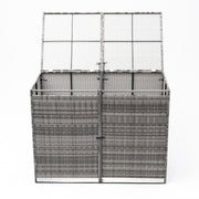 Rattan Garden Double Wheelie Bin Store Outdoor Dustbin Rubbish Storage Shed Box