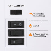 Freestanding Electric Fireplace Stove with LED Flame, 2000W, White