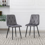 4X Dining Chairs Set Faux Suede Leather Padded Seat Metal Legs Kitchen Office
