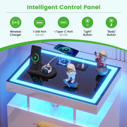 Smart LED Bedside Cabinet with Wireless Charging Station & Motion Sensor Lights