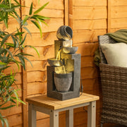 Water Fountain Feature Solar Powered Garden Ornament LED Outdoor Statue Lights