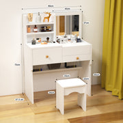 Dressing Table With Drawers Mirror Stool Set Makeup Desk Vanity Table Bedroom