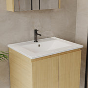 600mm White Vanity Unit Wall Hung Basin 2 Drawer Bathroom Storage Cabinet Gloss