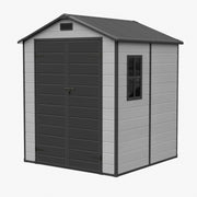 Plastic Garden Shed Apex Roof 6X8FT with Floor Panel Lockable Storage House Grey