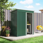 5 x 3ft Garden Storage Shed Sliding Door Sloped Roof Tool, Green