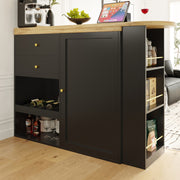 360° Swivel Bar Table Dining Table Kitchen Island with Storage Cabinet Cupboard
