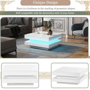 Led Coffee Table With 2 Drawer Storage, High Gloss Coffee Table For Living Room