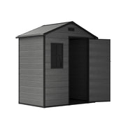 Grey Wood Grain Plastic Garden Shed 6x8 6x6 5x3 Outdoor Tool Bike Storage House