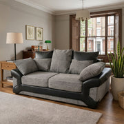 Corner Sofa Dino Jumbo Cord Suite 3 Seater 2 Seater Couch & Footstool Grey/Black