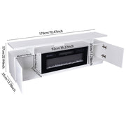 70inch White TV Stand Unit Cabinet with Electric Fireplace & 12 Colour LED Light