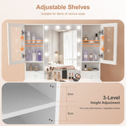 Dressing Table with 7 Drawers 4 Door & Charging Socket Makeup Desk Vanity Jdvizb