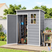 5' x 3' Garden Shed w/ Floor, Lockable Door, Window and Vent, Grey