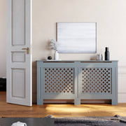 Large Radiator Cover Modern Grey Painted Cross Grill Wood Wall Cabinet Home UK