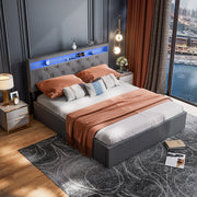 NEW OTTOMAN STORAGE UPHOLSTERED BED FRAME 4FT6 DOUBLE WITH USB PORT & LED LIGHT