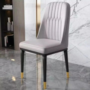 Set of 2 Dining Chairs PU Leather Padded Seat Metal Legs Home Kitchen Office