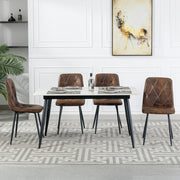 4X Dining Chairs Set Faux Suede Leather Padded Seat Metal Leg Kitchen