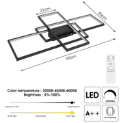 Pendant Lamp Ceiling Lights Room Chandelier Living Light Black Frame with Remote