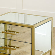 Pair gold mirrored bedside table occasional tables bedroom living room furniture