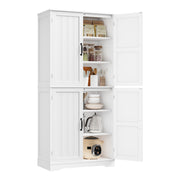 Pantry Cupboard, 180 cm Tall Kitchen Storage Cabinet with 4 Wooden Doors