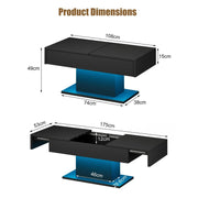 High Gloss LED Coffee Table Cocktail Center Table Modern Living Room Rectangle